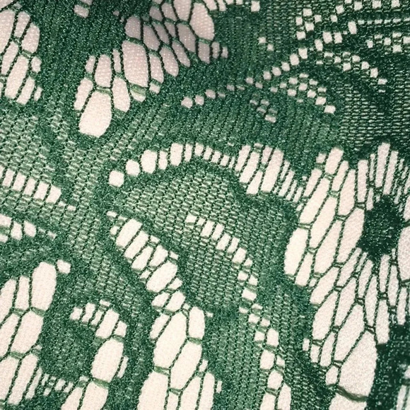 Zara Green Tulip Lace Dress V-Back Mini - Picture 6 of 6